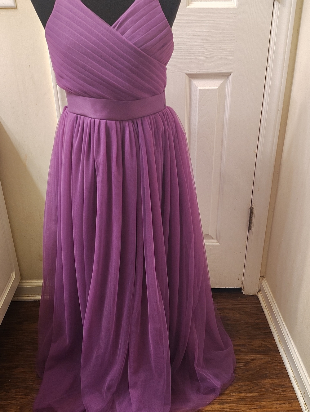 Violet Pleated Chiffon Maxi Dress with Waistband